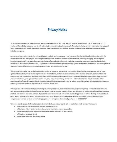 Privacy Notice Examples 8+ Samples in PDF Examples