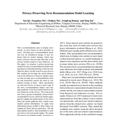 Privacy-Preserving News Recommendation Model Learning