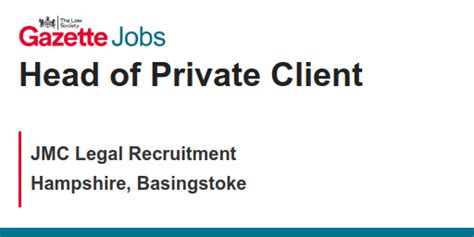 Private Client Solicitor job with JMC Legal Recruitment 871670