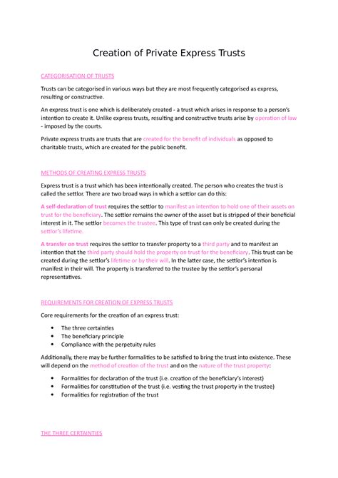 Private Express Trust Template