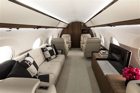Private jet interior. 