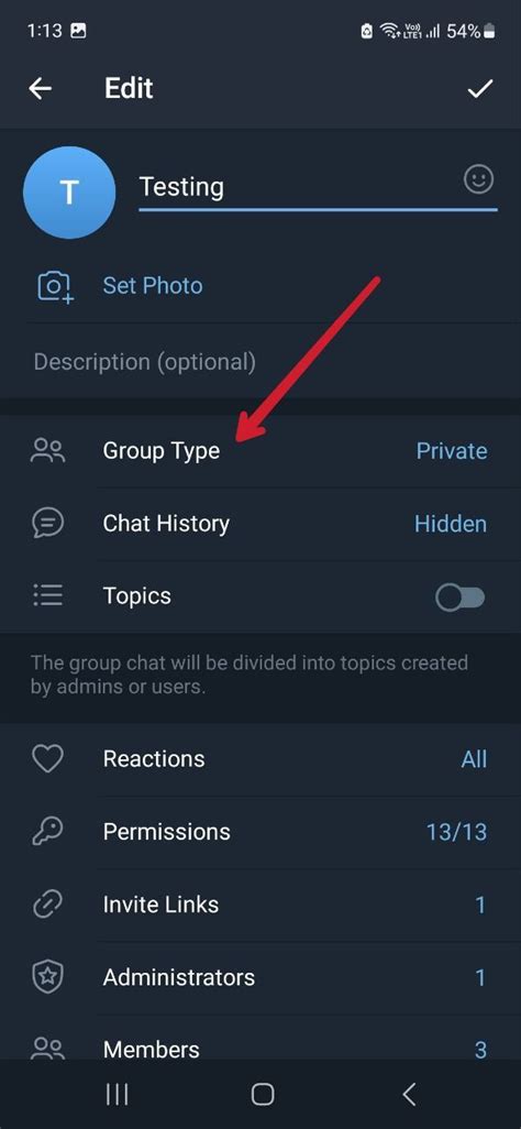 Private telegram group.  Under the “Group Type” section, select “Priva...