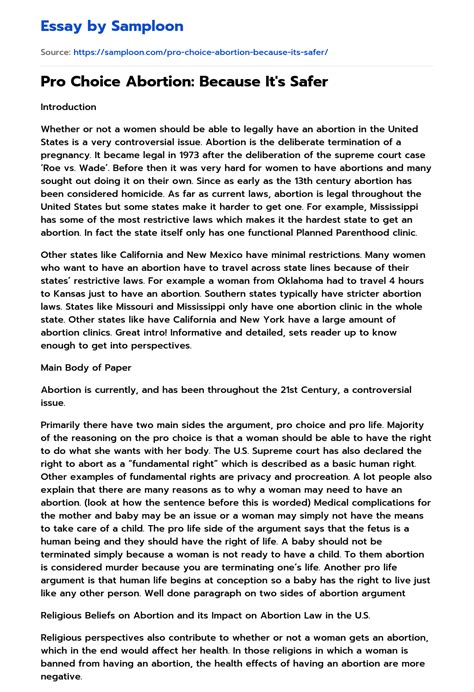 Pro Choice Abortion Papers