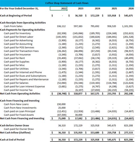 Pro Forma Cash Flow Statement Example