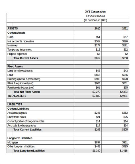 Pro Forma Financial Statements Template Free MS Excel Templates