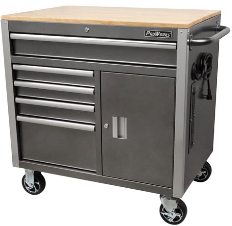 ProWorks 36Inch W x 24.5Inch D 5Drawer 1Door Mobile Tool Chest