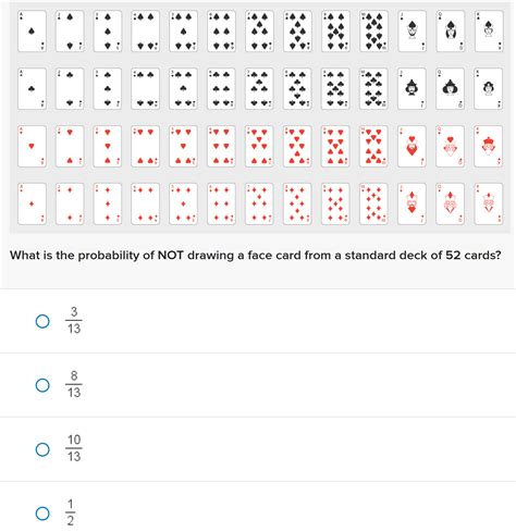 Probability Of Not Drawing A Face Card