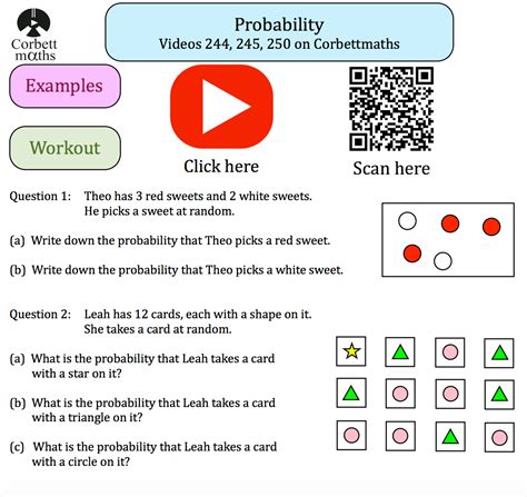 Probability Textbook Exercise Corbettmaths Worksheets Library