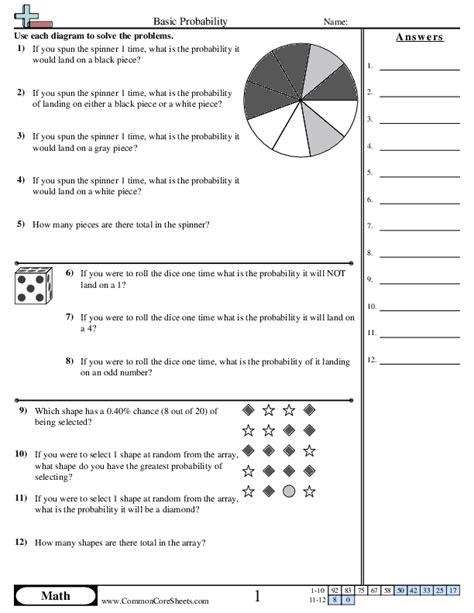 Probability Worksheets Free Distance Learning Worksheets And More Commoncoresheets