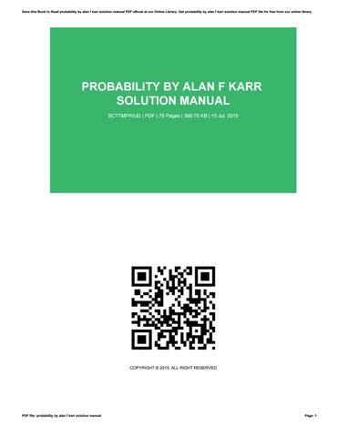 Probability by alan f karr solution manual. - Das überwinden von zögern und feigheit.