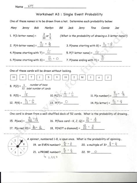 Probability packet answer key. .  ...