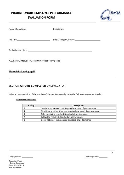 Probation Evaluation Form Fill Out And Sign Printable Pdf Template
