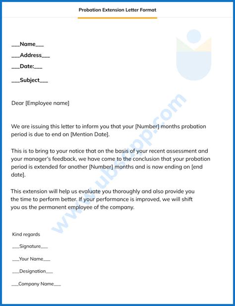 Probation Extension Letter - HR Letter Formats