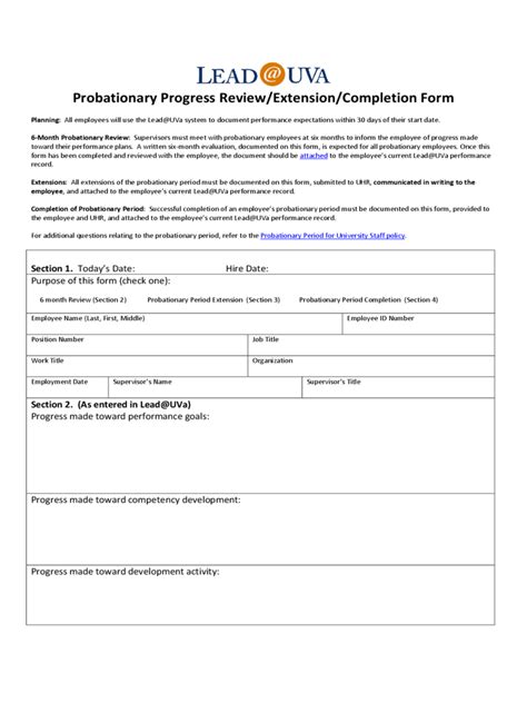 Probation Form Template