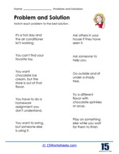 Problem And Solution Worksheets For Grade 1