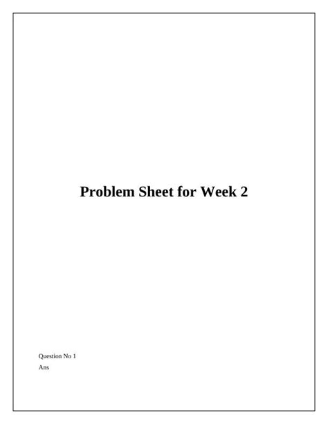 Problem Sheet 2 Desklib