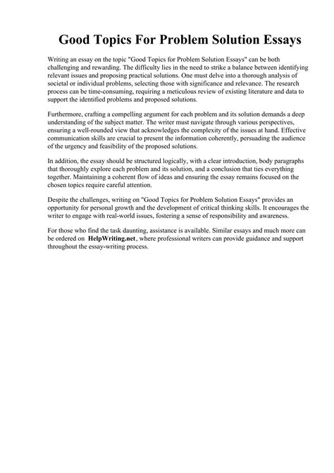 Problem Solution Essays Topics