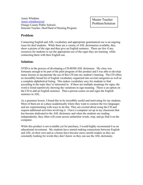 Problem Solution Randolph Doc Deafed Net Homepage