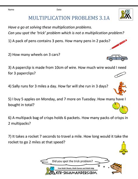 Problem Solving Multiplication And Division Worksheets