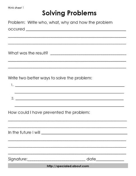Problem Solving Printable Worksheets