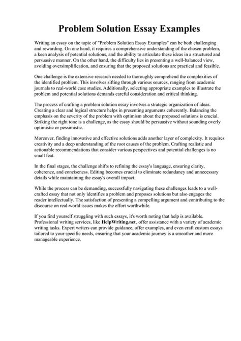 Problem solution essay example.  Understanding the Problem-Solution Essay Looking for the righ...