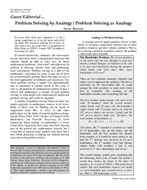 Problem solving by analogy in psychology.  Feb 1, 2024 · Information Processi...