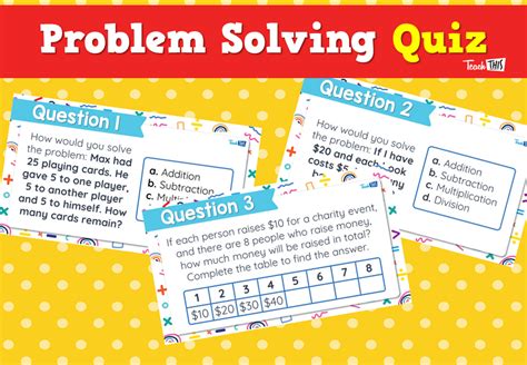 Problem solving quiz with answers.  wrong answers = 8.  Learn about the types of math on...