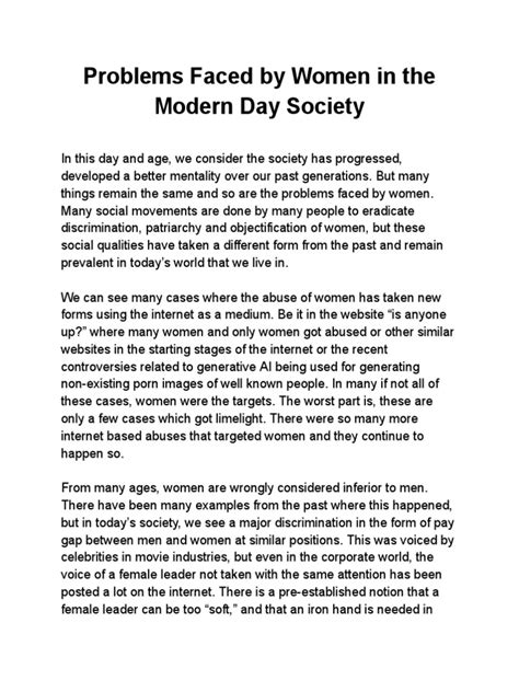 Problems faced by women's in society wikipedia