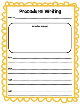 Procedural Writing Template By Primary Printables Tpt