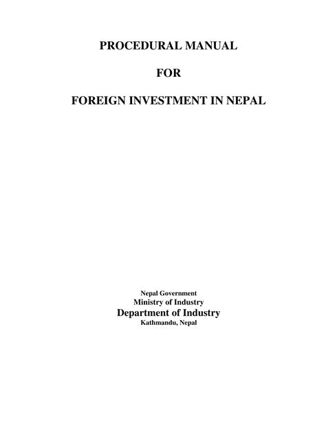 Procedural manual for foreign investment in nepal. - Speed queen washing machine service manual.