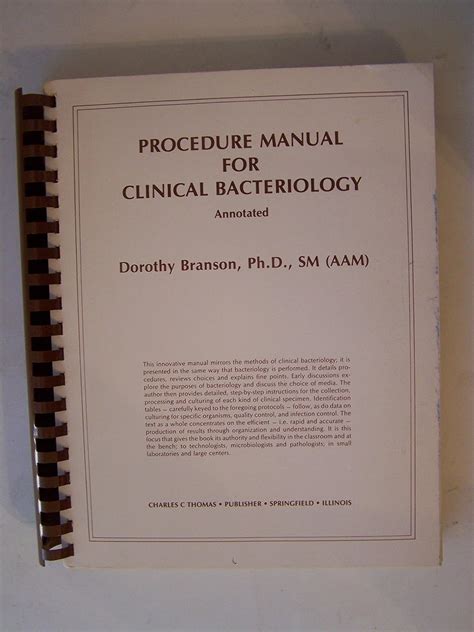 Procedure manual for clinical bacteriology annotated american lecture series. - Hieronymus bosch (el bosco) en el prado y en el escorial..