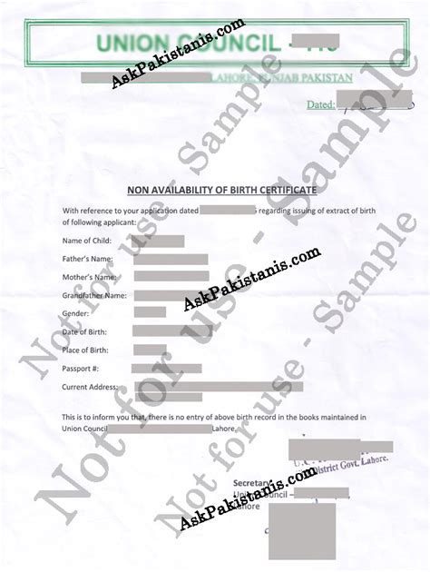 Procedure to get Non Availability of Birth Certificate