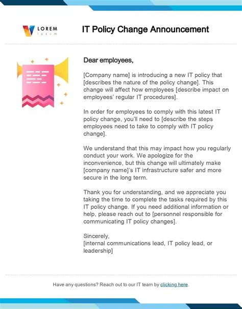 Process Change Communication Email Template