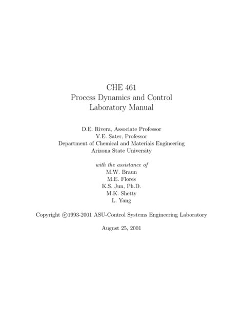 Process dynamics and instrumentation control lab manual. - Gemeinden und obrigkeit im fürstbischoflichen birseck.
