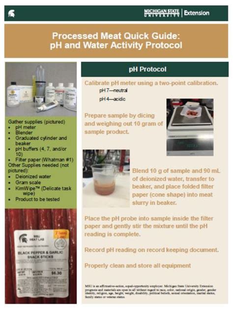 Processed Meat Quick Guide: pH and Water Activity Protocol