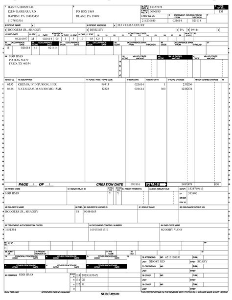 Processing UB04 forms