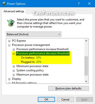 Processor performance decrease threshold.  # Specify the lower busy thresho...