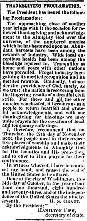 Proclamation 217—Thanksgiving Day, 1873 - UC Santa …