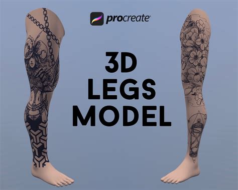Procreate 3D Object Leg Models Tattoo Brush Male and Female Etsy
