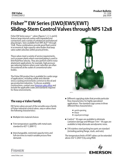 Product Bulletin Fisher Ew Series Ewd Ews Ewt Sliding Stem