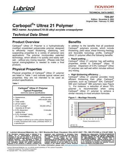 Product Data Sheet Carbopol CLEAR Polymer
