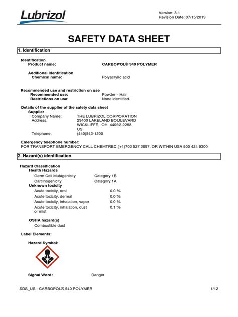 Product Data Sheet Carbopol CLEAR Polymer