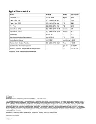 Product Data Transcal N - BP