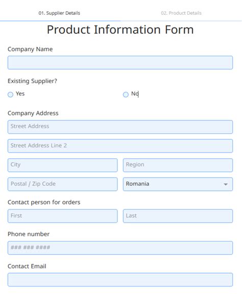 Product Information Form Template 123FormBuilder