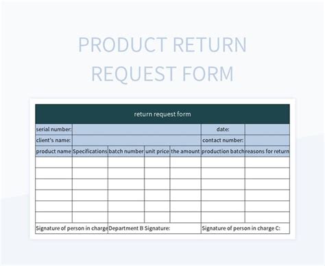 Product Return Request Form Excel Template And Google Sheets File For