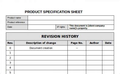Product Spec Sheet Template ExcelTemplate