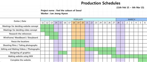 Production Schedule Sample Excel Master of Template Document