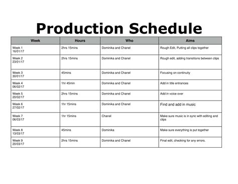 Production Schedule Template 13+ Free Sample, Example Format Download