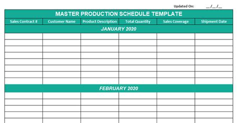 Production Schedule Template For Excel Free Download