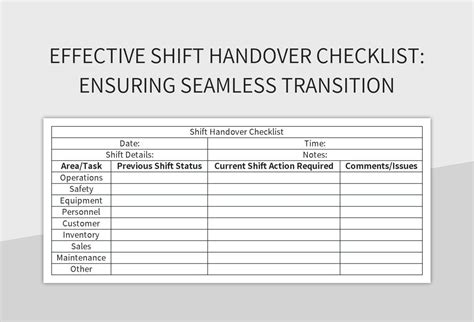 Production Shift Handover Template Excel